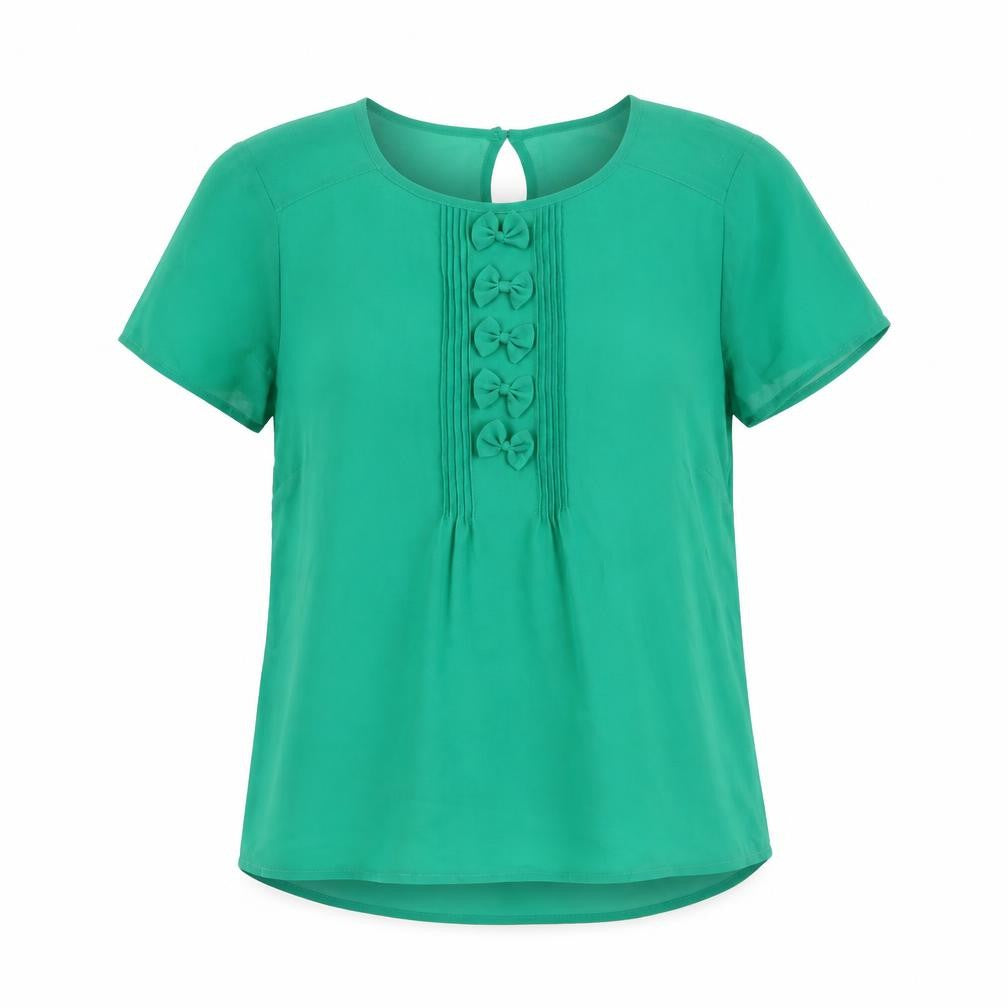 Monsoon Womens Green Polyester Basic T-Shirt Size 8 Scoop Neck