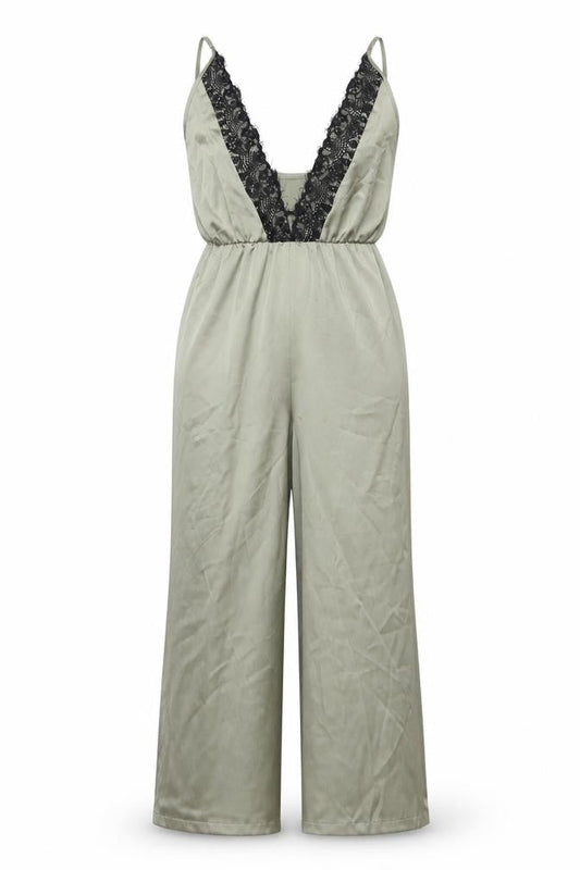 In the Style Womens Green Polyester Jumpsuit One-Piece Size 6 L32 in Pullover - Lace trim
