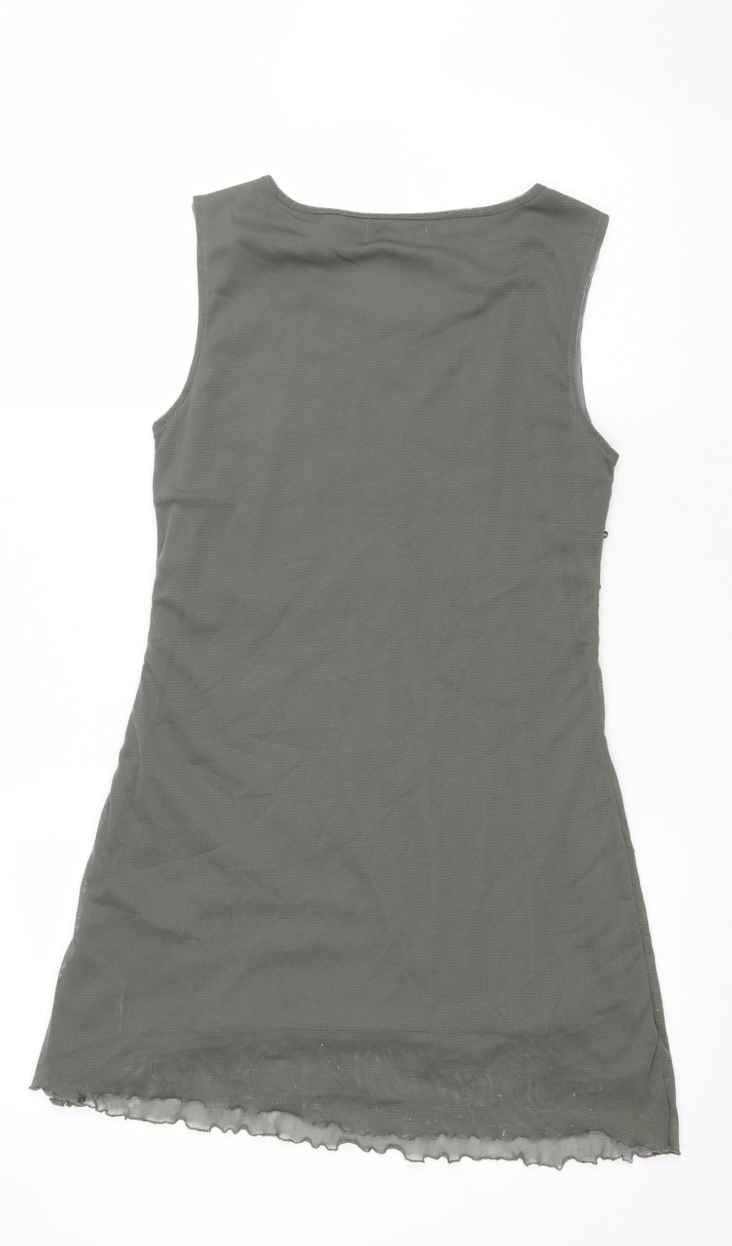 Purple Womens Green Geometric Polyester Tank Dress Size S Scoop Neck Pullover