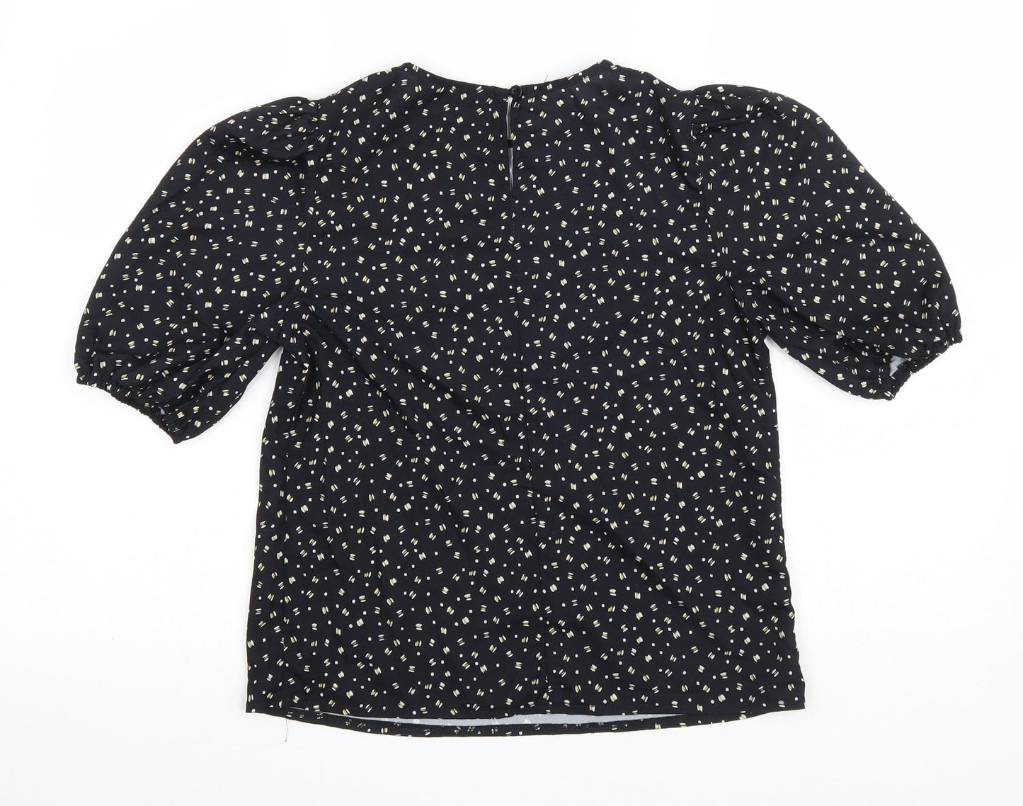 SheIn Womens Black Geometric Polyester Basic Blouse Size XS Round Neck