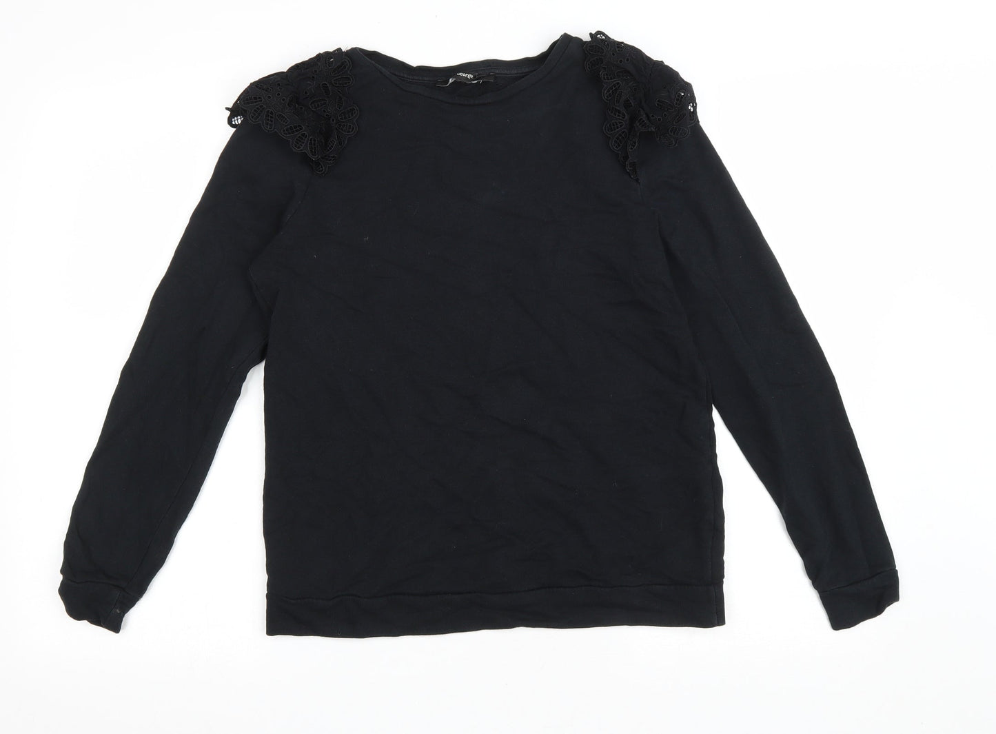 George Womens Black Cotton Pullover Sweatshirt Size S Pullover - Lace details