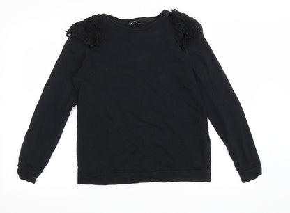 George Womens Black Cotton Pullover Sweatshirt Size S Pullover - Lace details