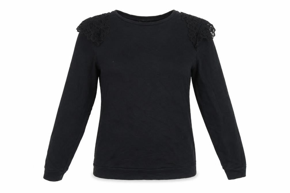 George Womens Black Cotton Pullover Sweatshirt Size S Pullover - Lace details