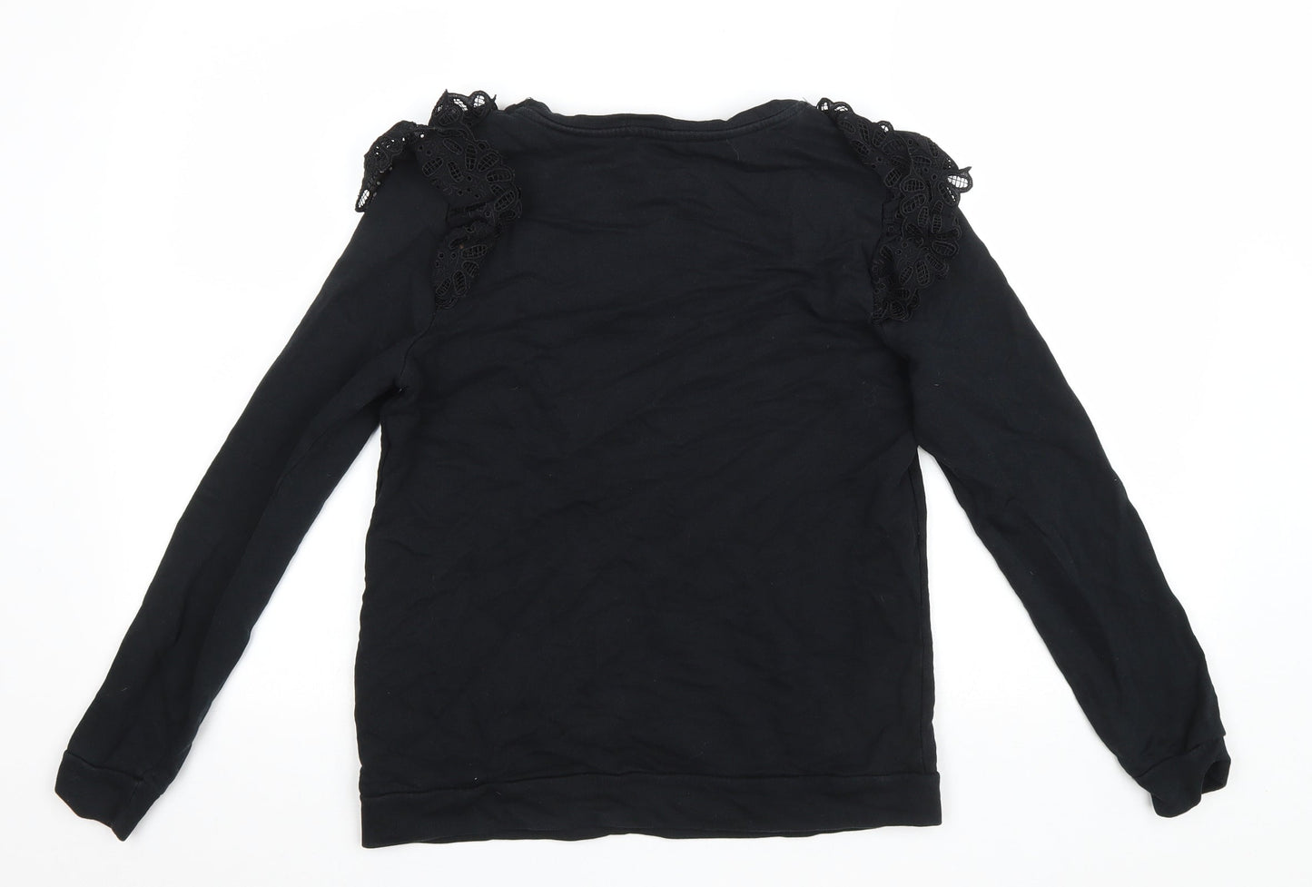 George Womens Black Cotton Pullover Sweatshirt Size S Pullover - Lace details