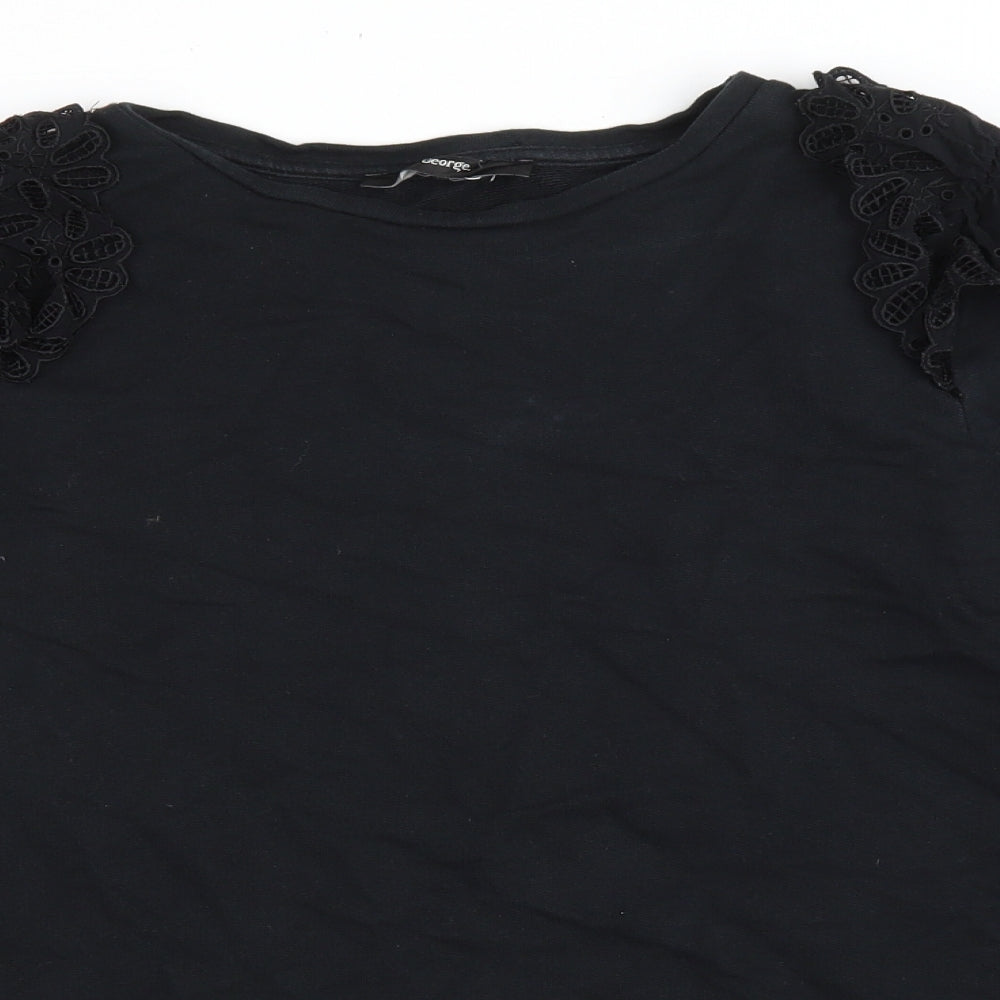 George Womens Black Cotton Pullover Sweatshirt Size S Pullover - Lace details