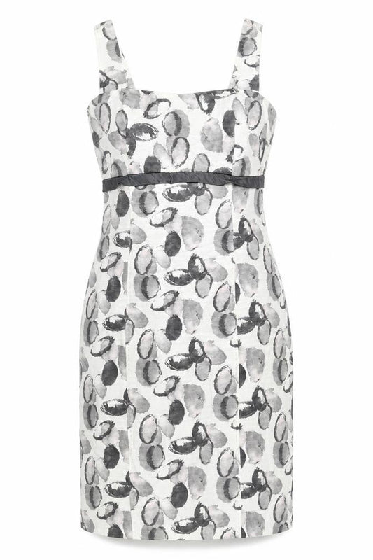 Gold Womens Grey Geometric Polyamide Pencil Dress Size 10 Round Neck Zip