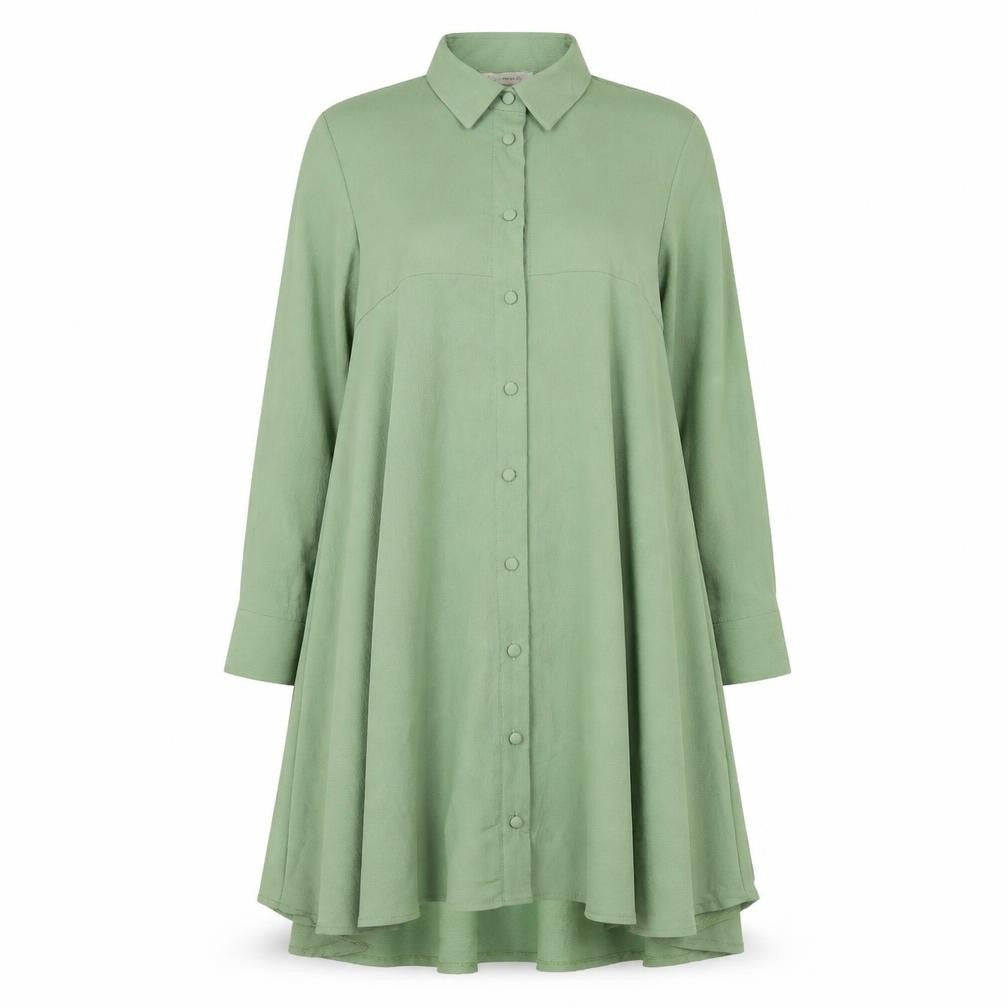 LAVIiENZA Womens Green Polyester A-Line Size 10 Collared Button