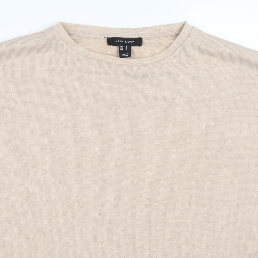 New Look Womens Beige Crew Neck Polyester Pullover Jumper Size S