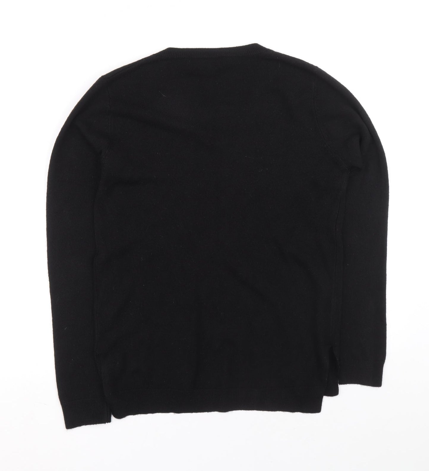 Atmosphere Womens Black V-Neck Acrylic Henley Jumper Size 8