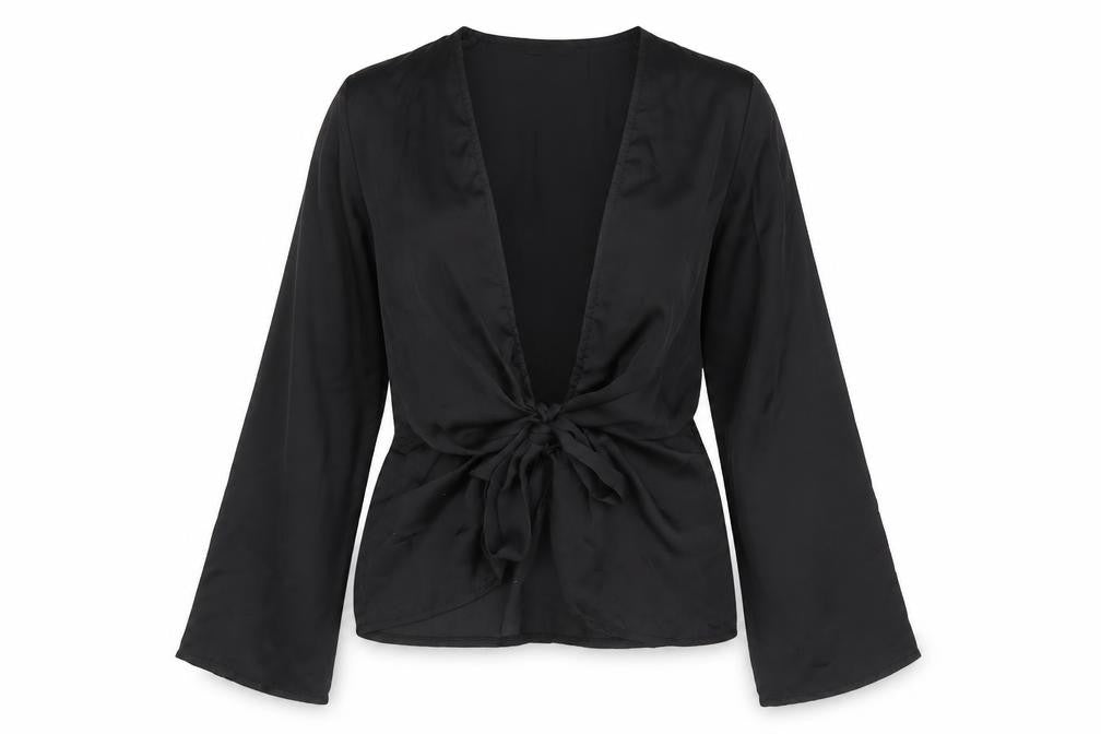 Missguided Womens Black Polyester Basic Blouse Size 8 V-Neck