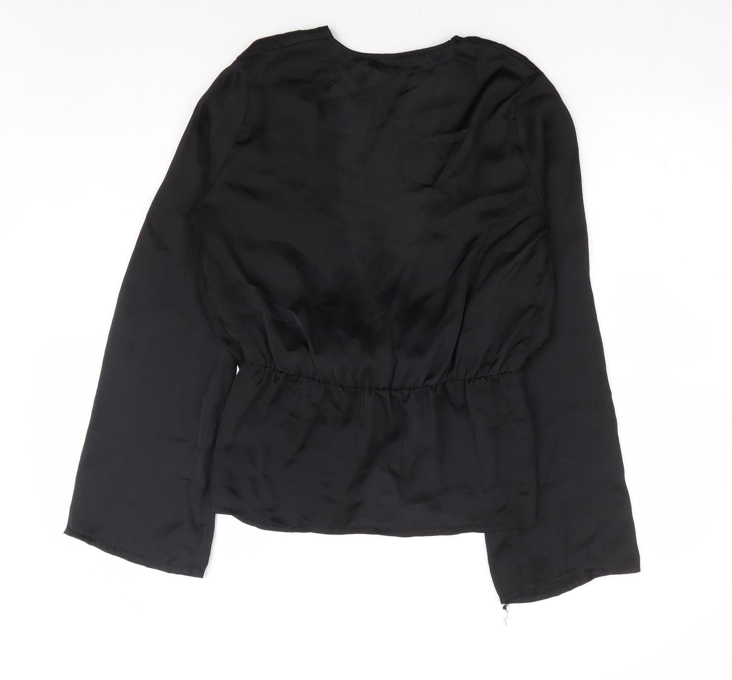 Missguided Womens Black Polyester Basic Blouse Size 8 V-Neck
