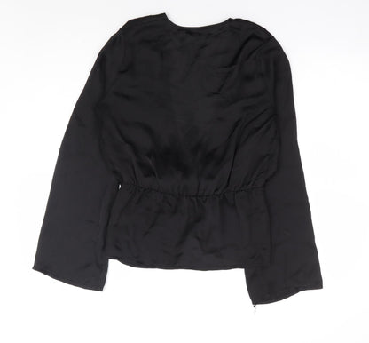 Missguided Womens Black Polyester Basic Blouse Size 8 V-Neck