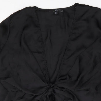 Missguided Womens Black Polyester Basic Blouse Size 8 V-Neck