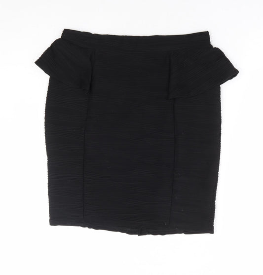 Red Herring Womens Black Polyester Straight & Pencil Skirt Size 12 - Ribbed