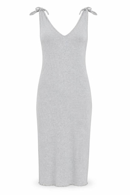 Topshop Womens Grey Polyester Tank Dress Size 8 V-Neck Tie - Ribbed
