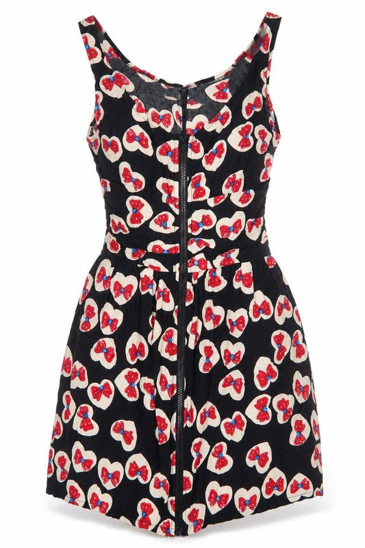 boohooMAN Boohoo Sister Girls Black Geometric Viscose A-Line Size 14 Years Scoop Neck Zip - Bow Print