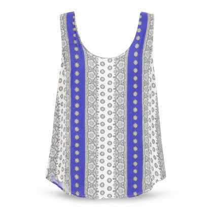 Oasis Womens Ivory Geometric Viscose Basic Tank Size 10 Scoop Neck