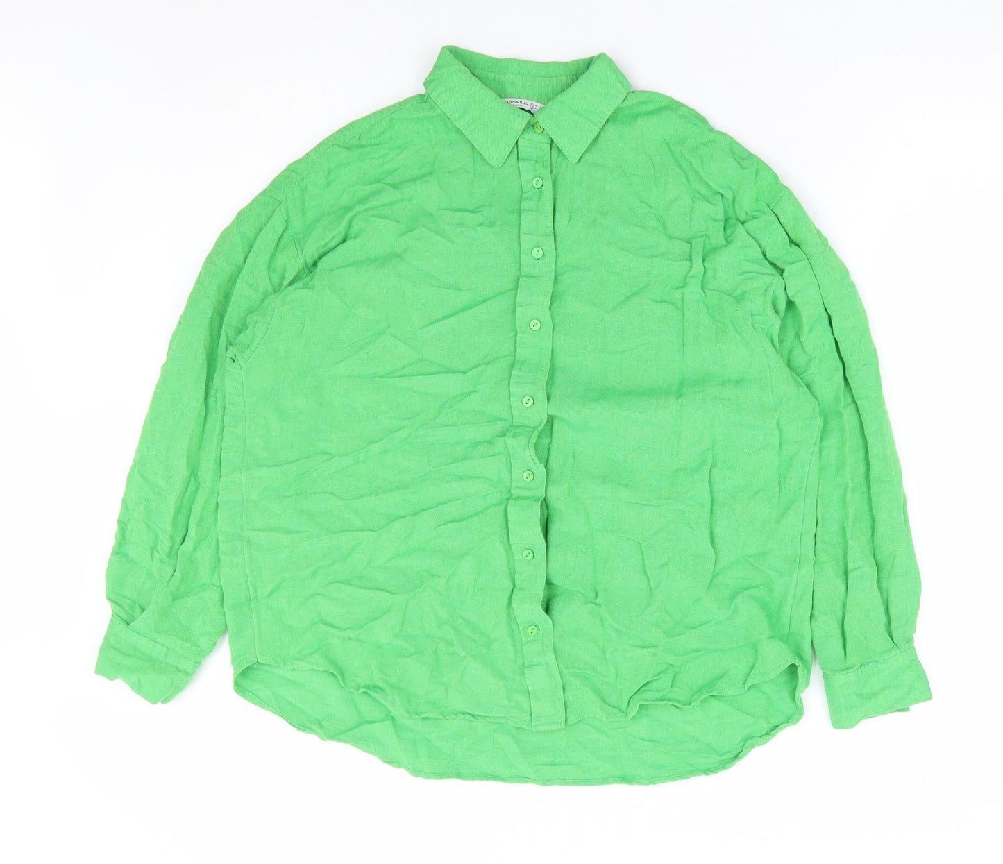 Stradavarius Womens Green Polyester Basic Button-Up Size M Collared