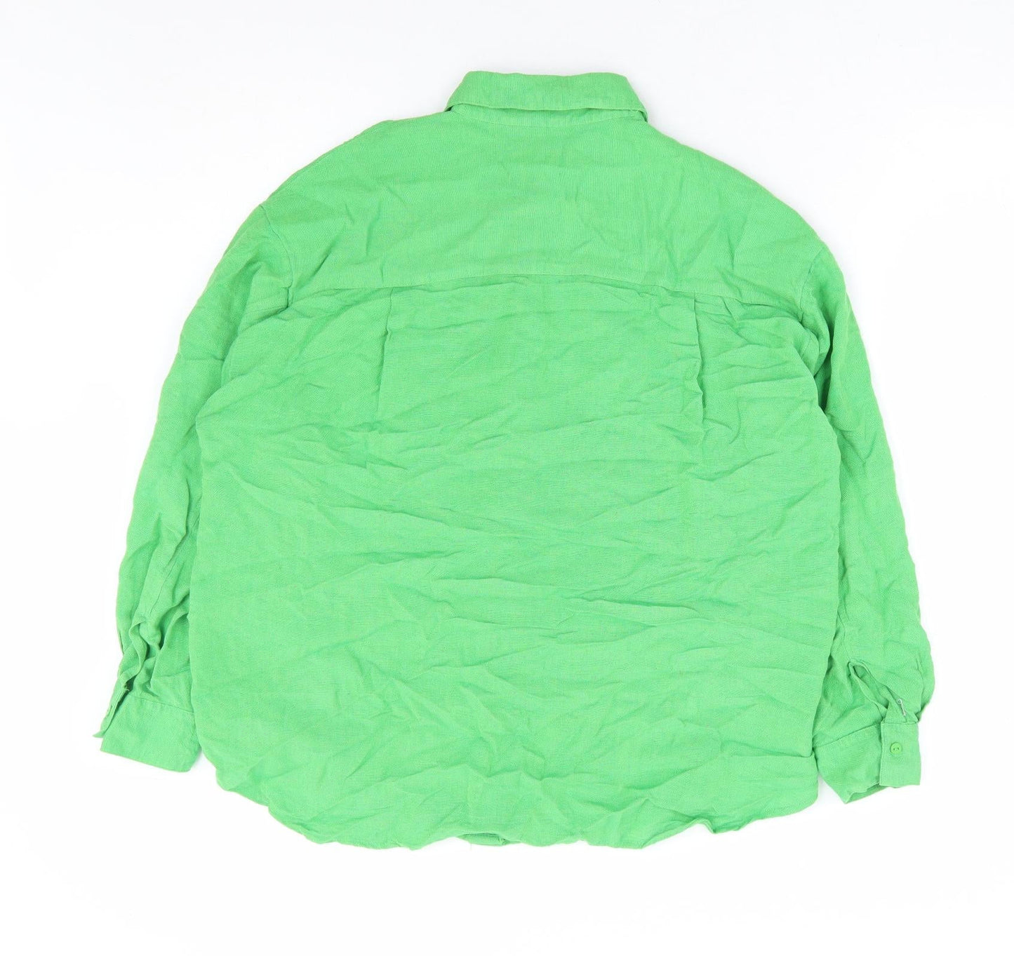 Stradavarius Womens Green Polyester Basic Button-Up Size M Collared