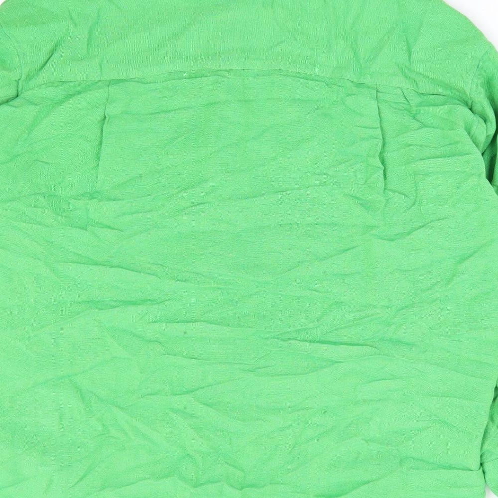 Stradavarius Womens Green Polyester Basic Button-Up Size M Collared