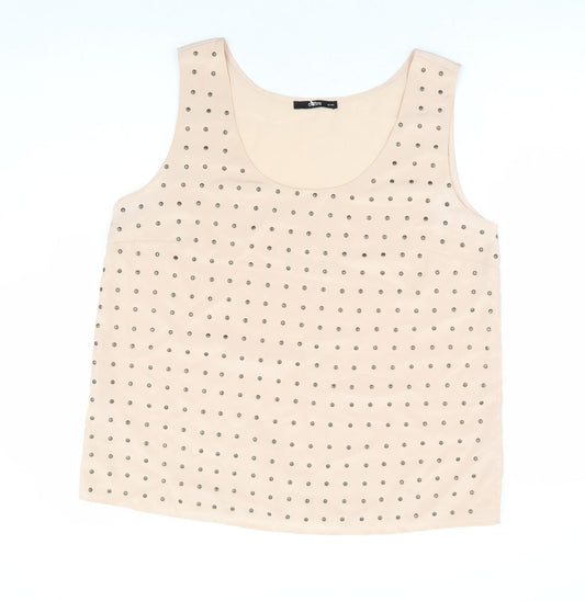 Oasis Womens Beige Polyester Basic Tank Size 16 Scoop Neck