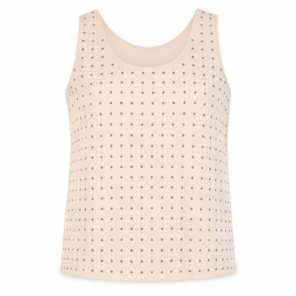 Oasis Womens Beige Polyester Basic Tank Size 16 Scoop Neck