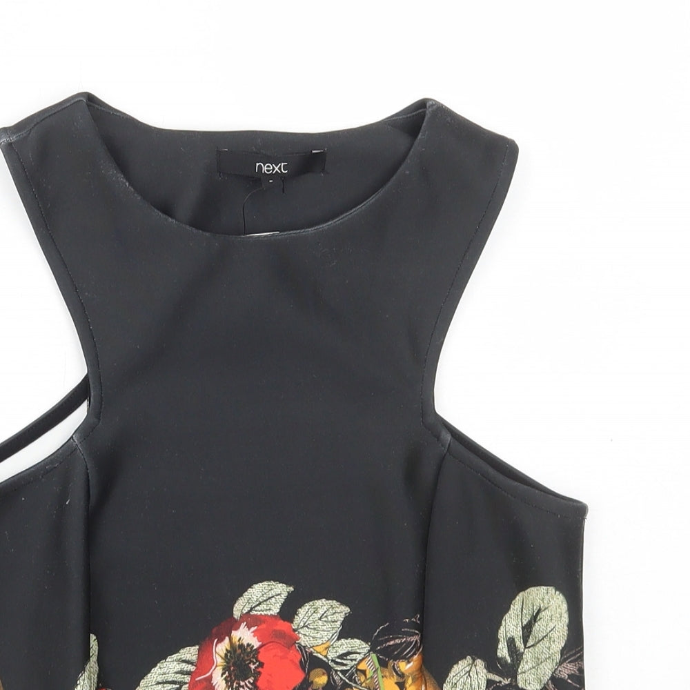 NEXT Womens Multicoloured Floral Polyester Basic T-Shirt Size 6 Round Neck