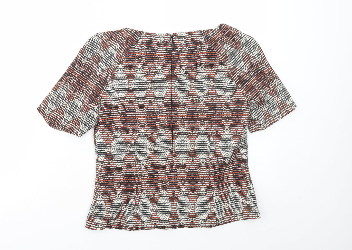Marks and Spencer Womens Multicoloured Geometric Polyester Basic T-Shirt Size 10 Scoop Neck