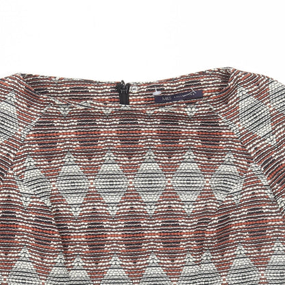 Marks & Spencer Womens Multicoloured Geometric Polyester Basic T-Shirt Size 10 Scoop Neck