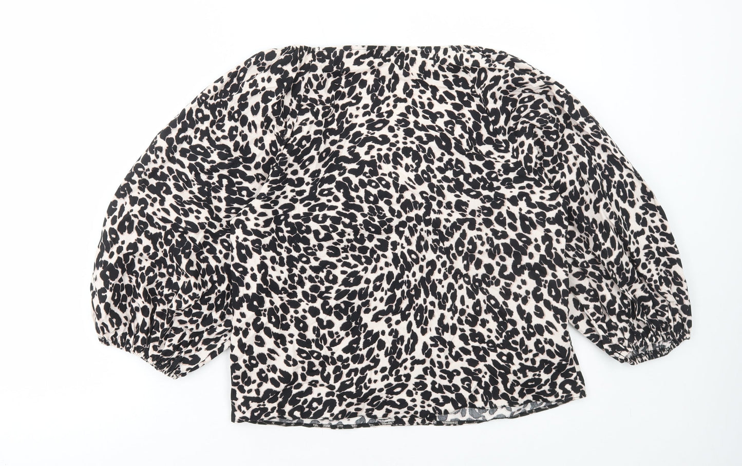 ASOS Womens Multicoloured Animal Print Cotton Basic Blouse Size 14 V-Neck - Leopard Print