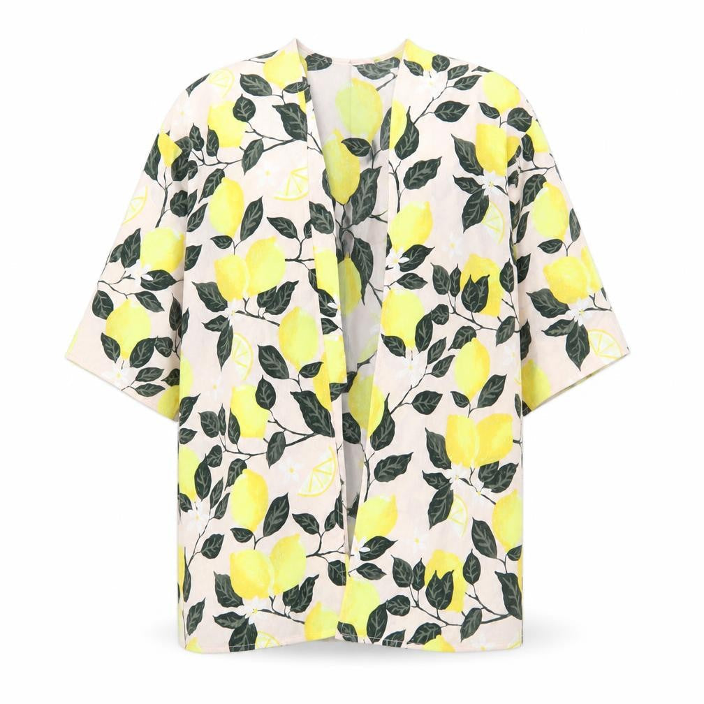H&M Girls Multicoloured Geometric Jacket Size 10-11 Years Pullover - Lemon Print