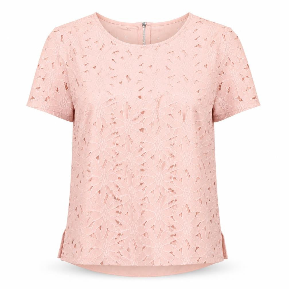 Dororthy Perkins Womens Pink Nylon Basic T-Shirt Size 14 Round Neck