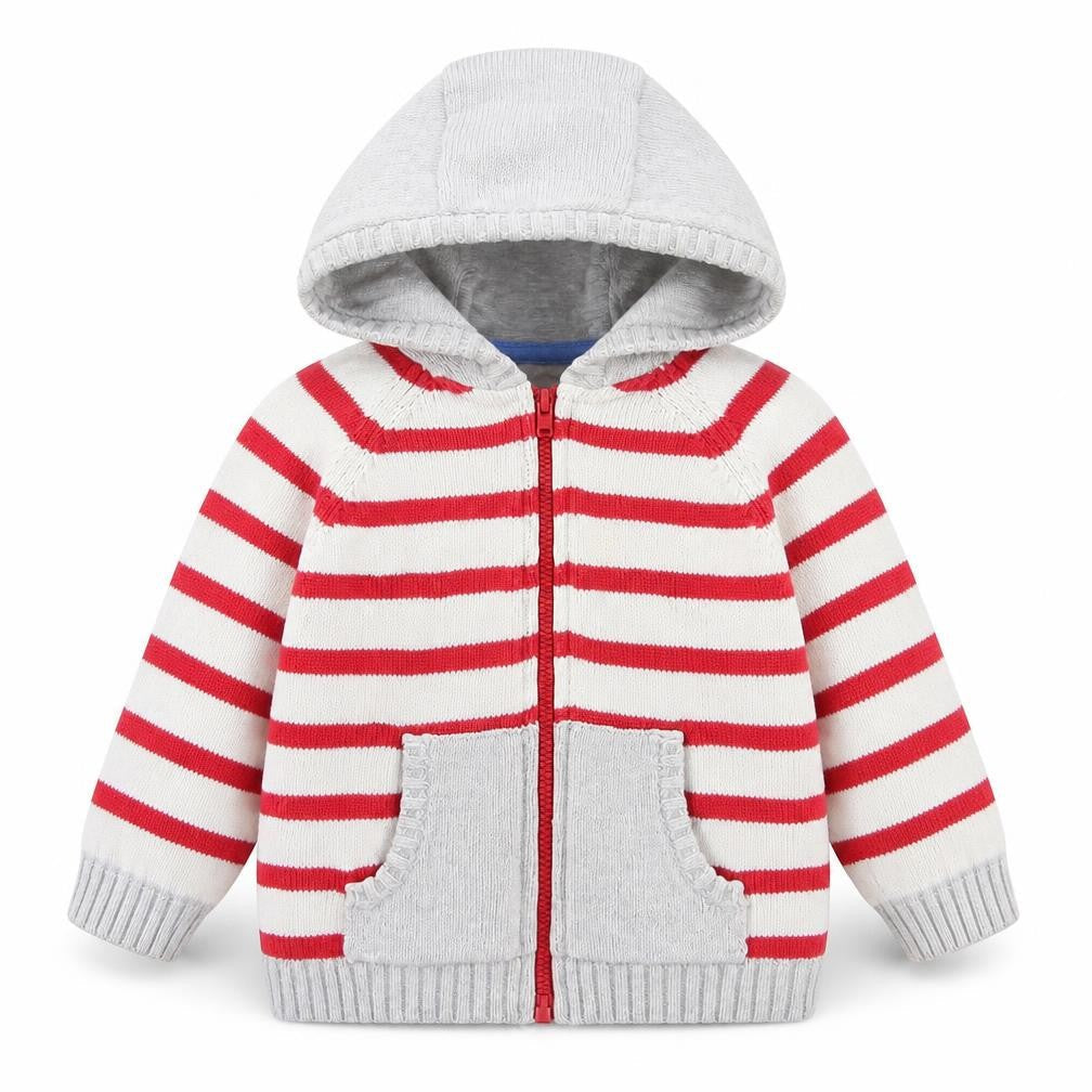 TU Boys Red Striped Jacket Size 6-9 Months Zip