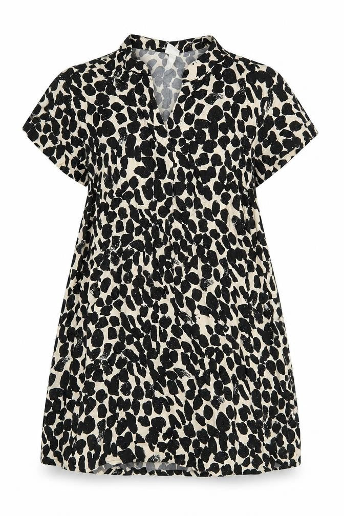 H&M Womens Brown Geometric Viscose A-Line Size S V-Neck Pullover