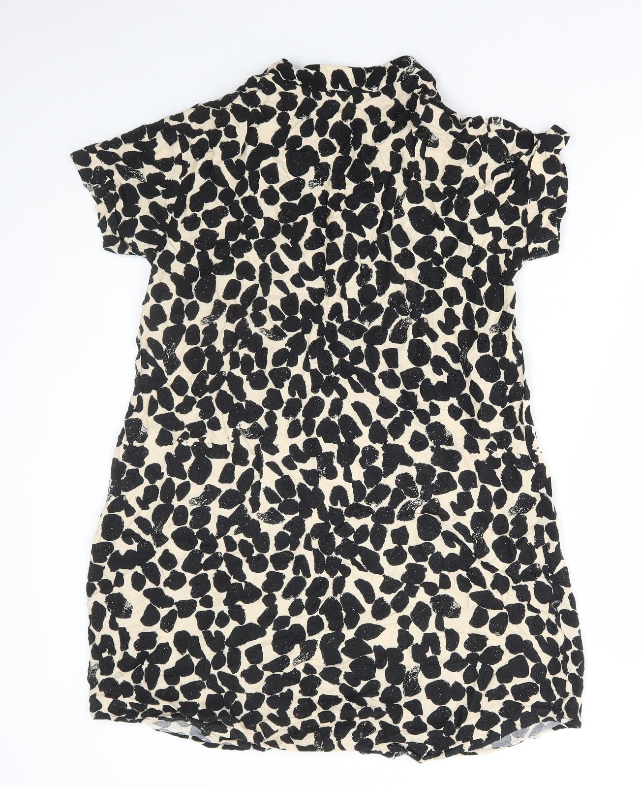 H&M Womens Brown Geometric Viscose A-Line Size S V-Neck Pullover