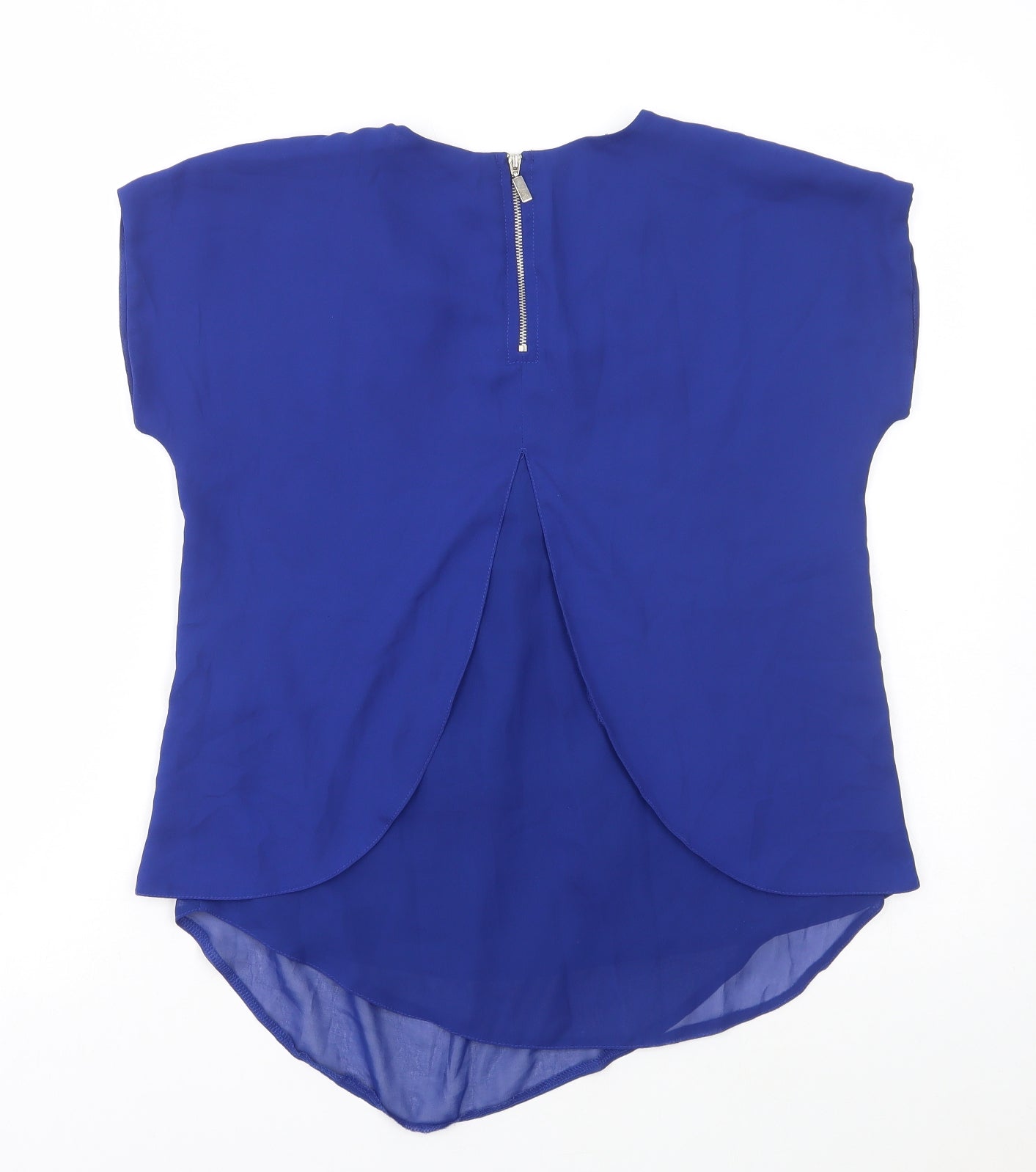 Select Womens Blue Polyester Basic Blouse Size 6 Round Neck