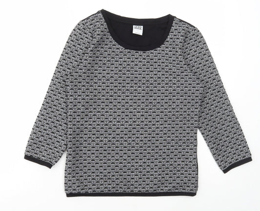 Vera Moda Womens Grey Geometric Polyester Basic T-Shirt Size S Round Neck