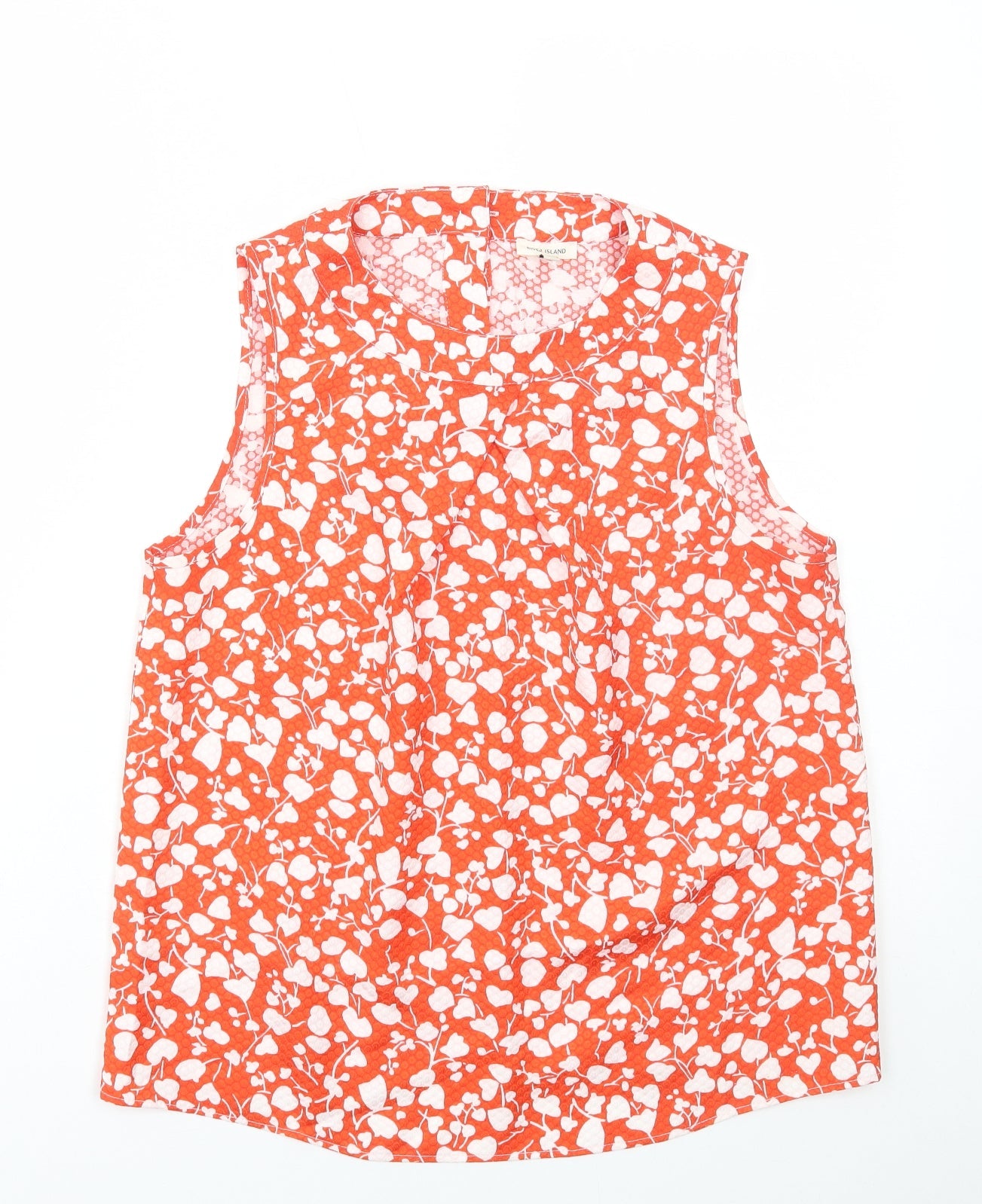 River Island Womens Red Floral Polyester Basic Tank Size 10 Round Neck