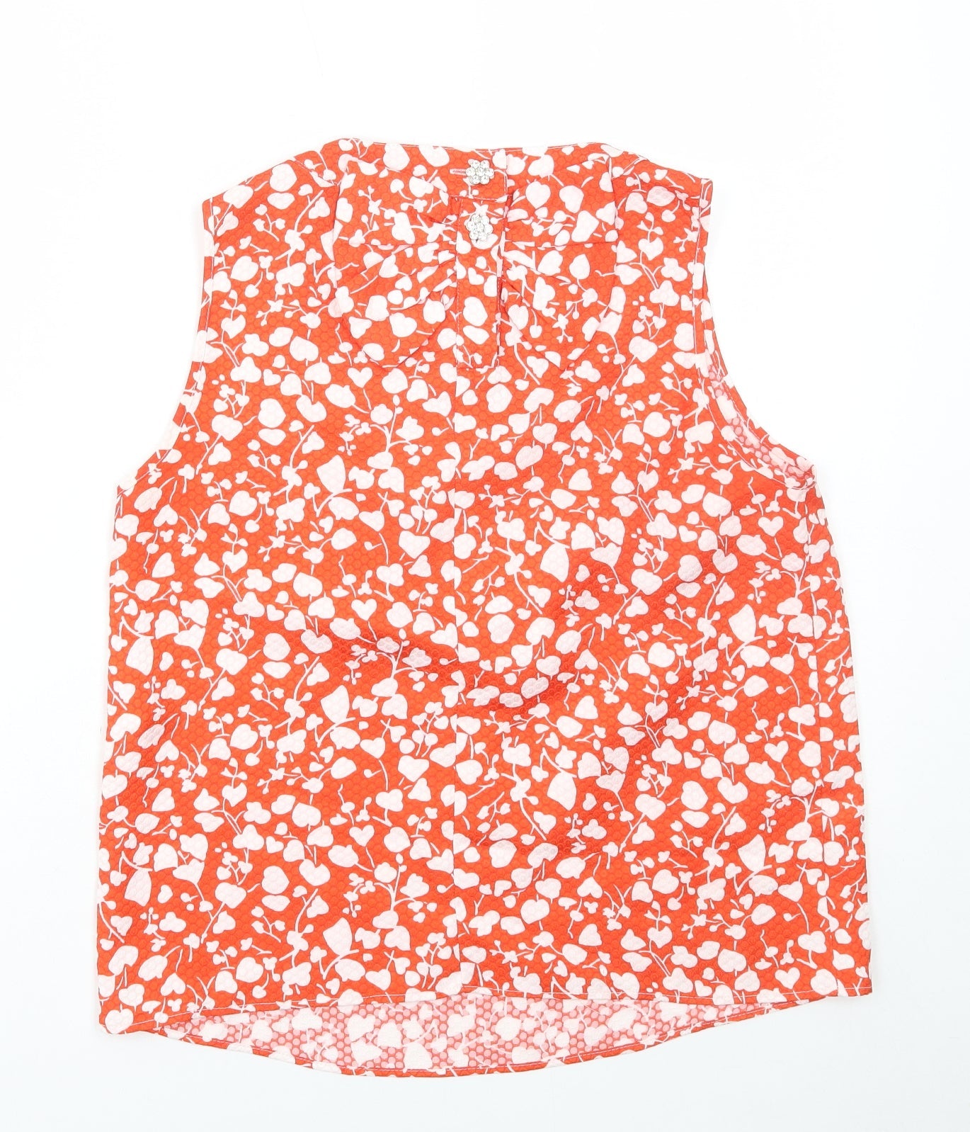 River Island Womens Red Floral Polyester Basic Tank Size 10 Round Neck