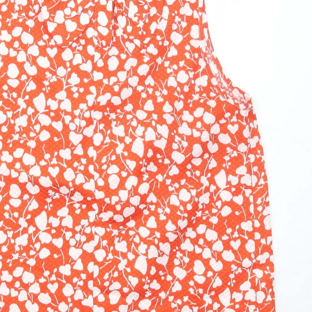River Island Womens Red Floral Polyester Basic Tank Size 10 Round Neck