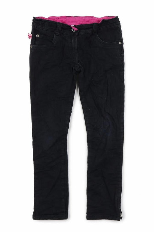 Marks & Spencer Girls Black Cotton Skinny Jeans Size 11 Years Regular Zip - Hello Kitty Ankle Zip