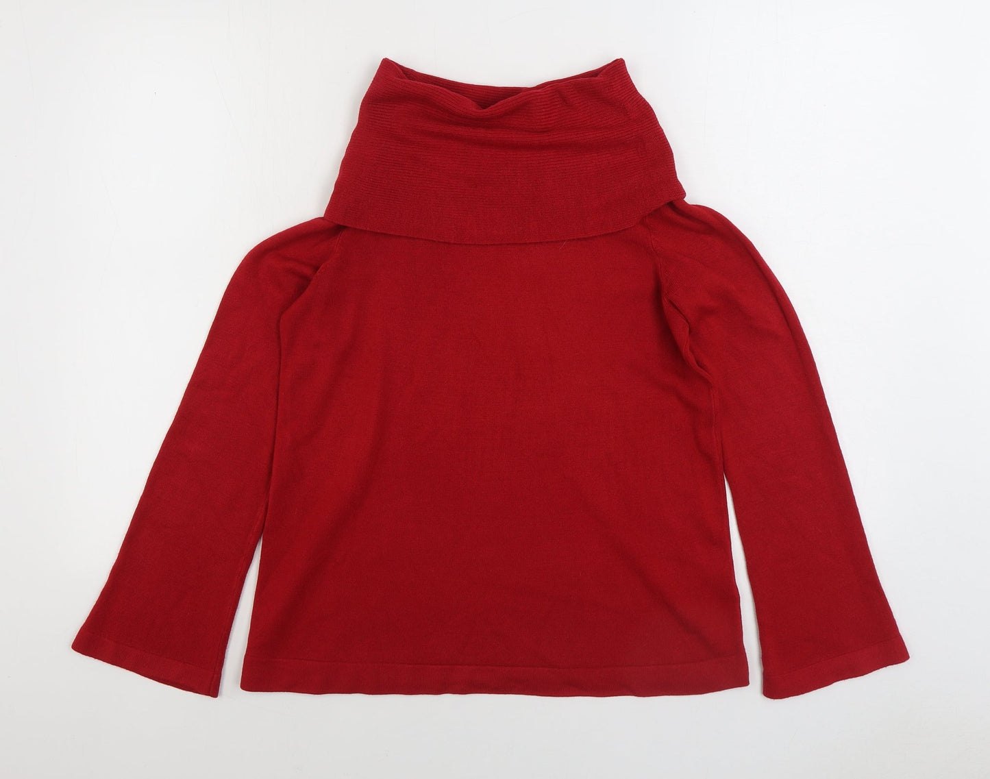 Marks and Spencer Womens Red Roll Neck Acrylic Pullover Jumper Size 10