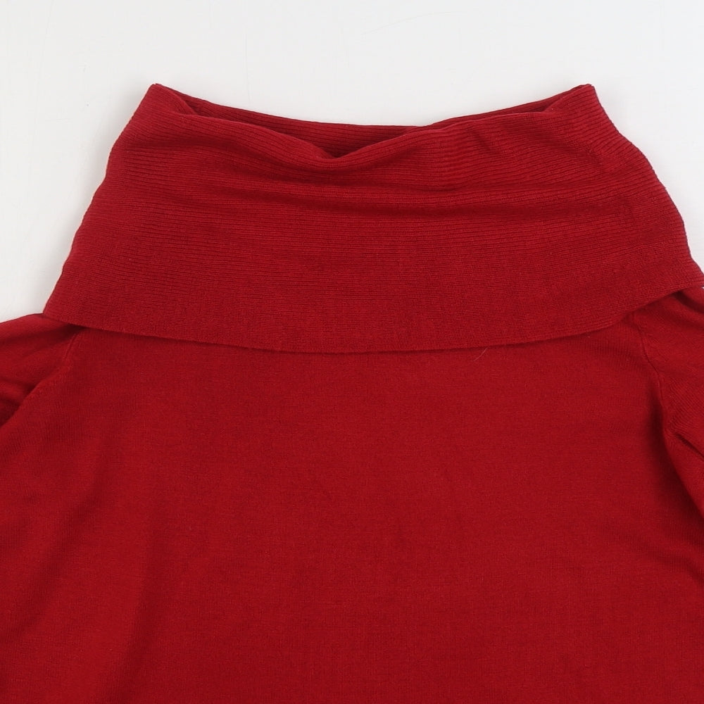 Marks and Spencer Womens Red Roll Neck Acrylic Pullover Jumper Size 10