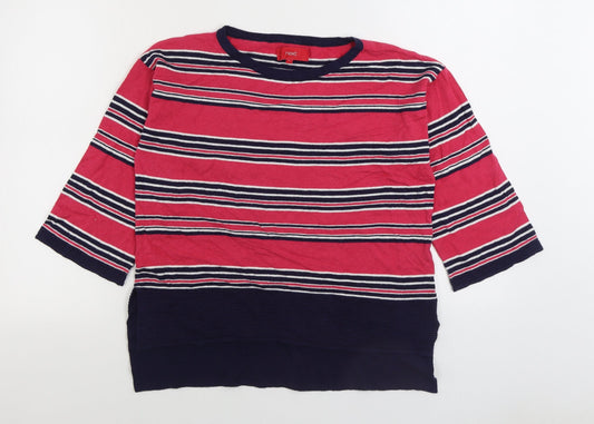 NEXT Womens Multicoloured Round Neck Striped Cotton Pullover Jumper Size 6
