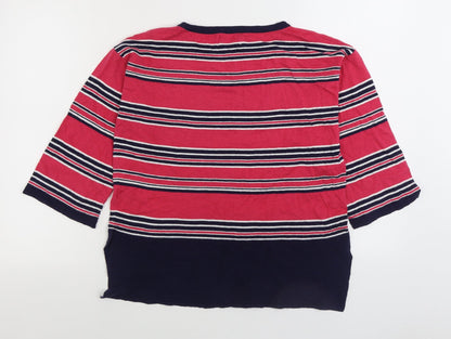 Next Womens Multicoloured Round Neck Striped Cotton Pullover Jumper Size 6