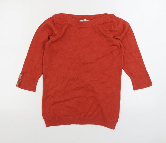Klass Collection Womens Orange Boat Neck Acrylic Pullover Jumper Size S