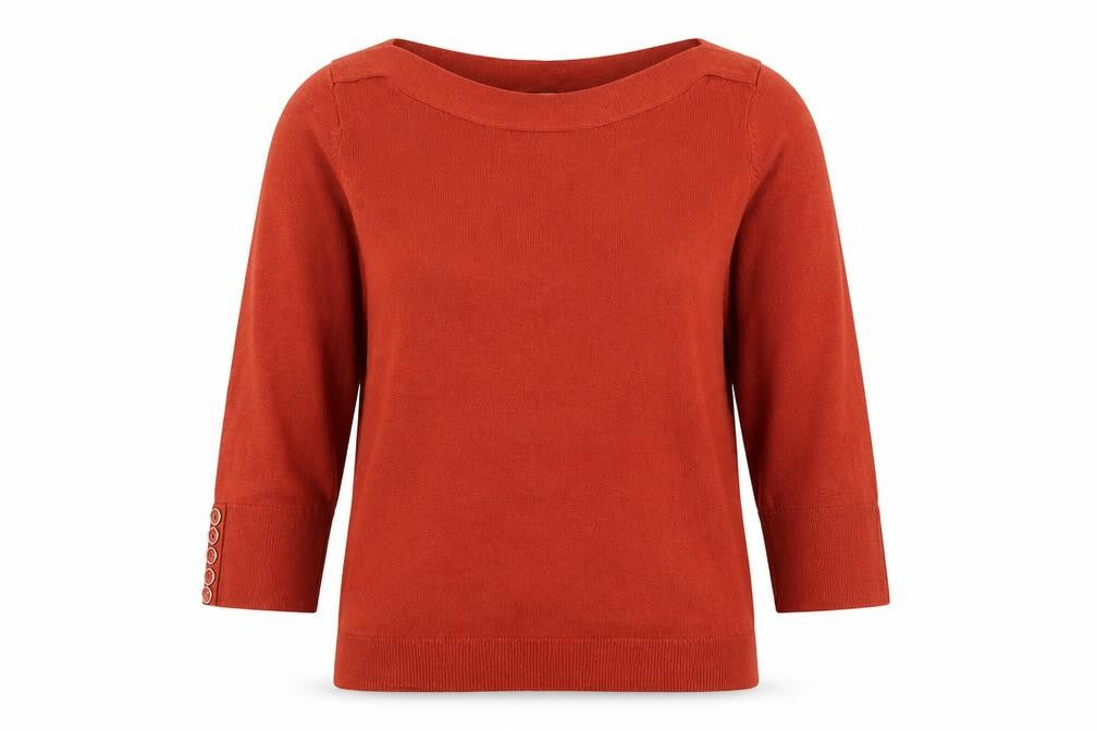 Klass Collection Womens Orange Boat Neck Acrylic Pullover Jumper Size S