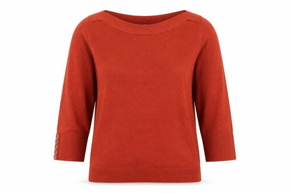 Klass Collection Womens Orange Boat Neck Acrylic Pullover Jumper Size S