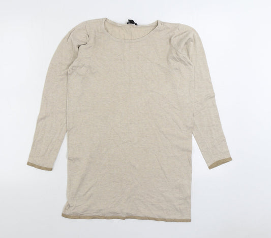ESMARA Womens Beige Boat Neck Viscose Pullover Jumper Size S