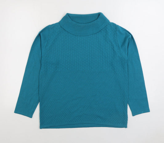 Casamia Womens Blue Roll Neck Acrylic Pullover Jumper Size M